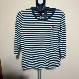 Tommy Hilfiger Kids Navy and White Striped Long Sleeve Tee